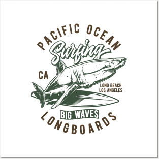 Pacific ocean surfing Posters and Art